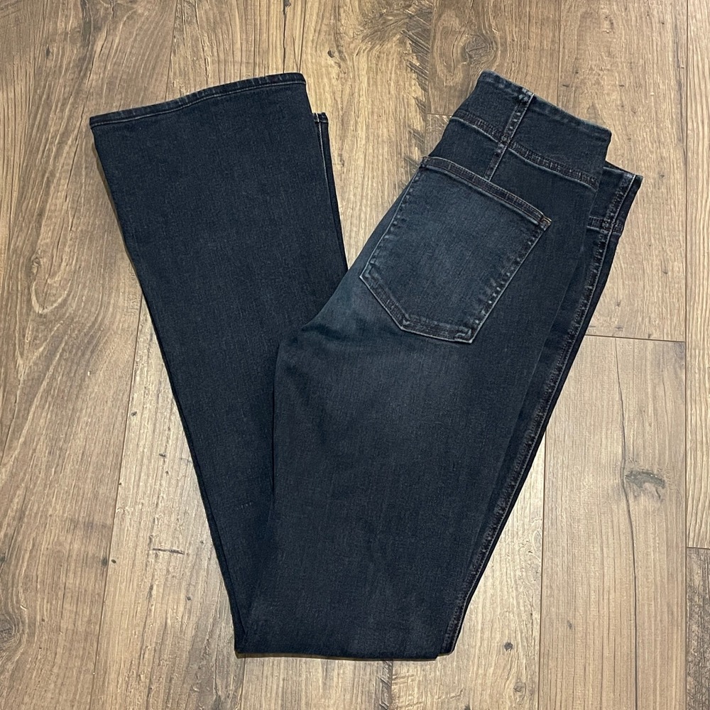 Veronica Beard Beverly Skinny Flare High Rise Button Fly Dark Wash Jeans 28